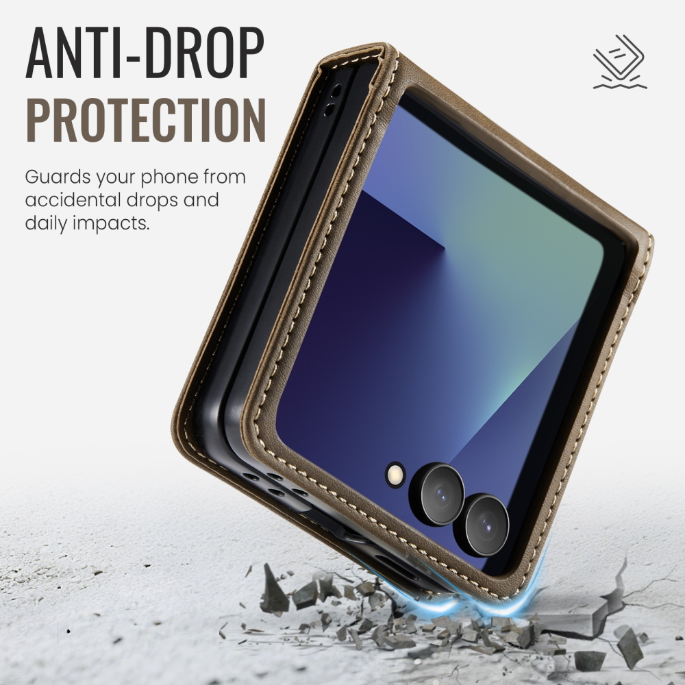 CASEME knižkové púzdro na Samsung Galaxy Z Flip8 5G - hnedé