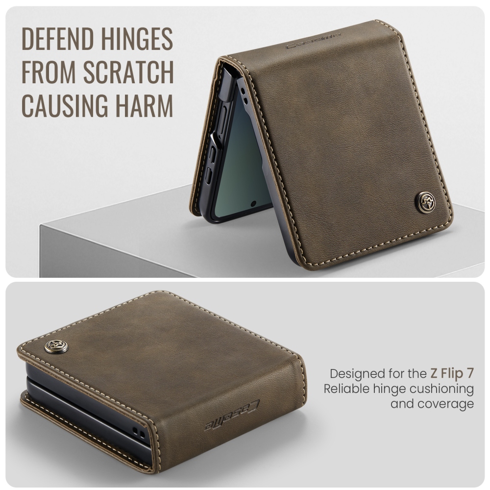 CASEME knižkové púzdro na Samsung Galaxy Z Flip8 5G - hnedé