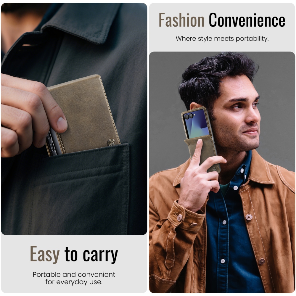 CASEME knižkové púzdro na Samsung Galaxy Z Flip8 5G - hnedé