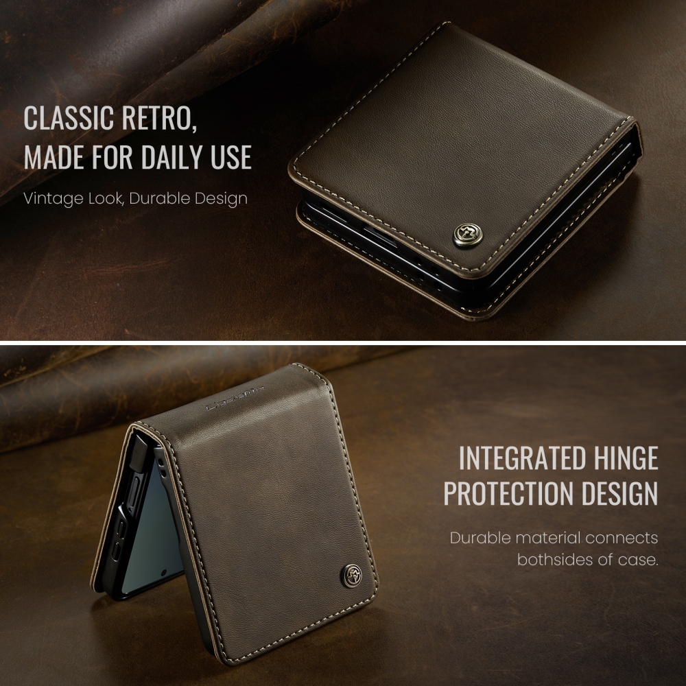 CASEME knižkové púzdro na Samsung Galaxy Z Flip8 5G - hnedé