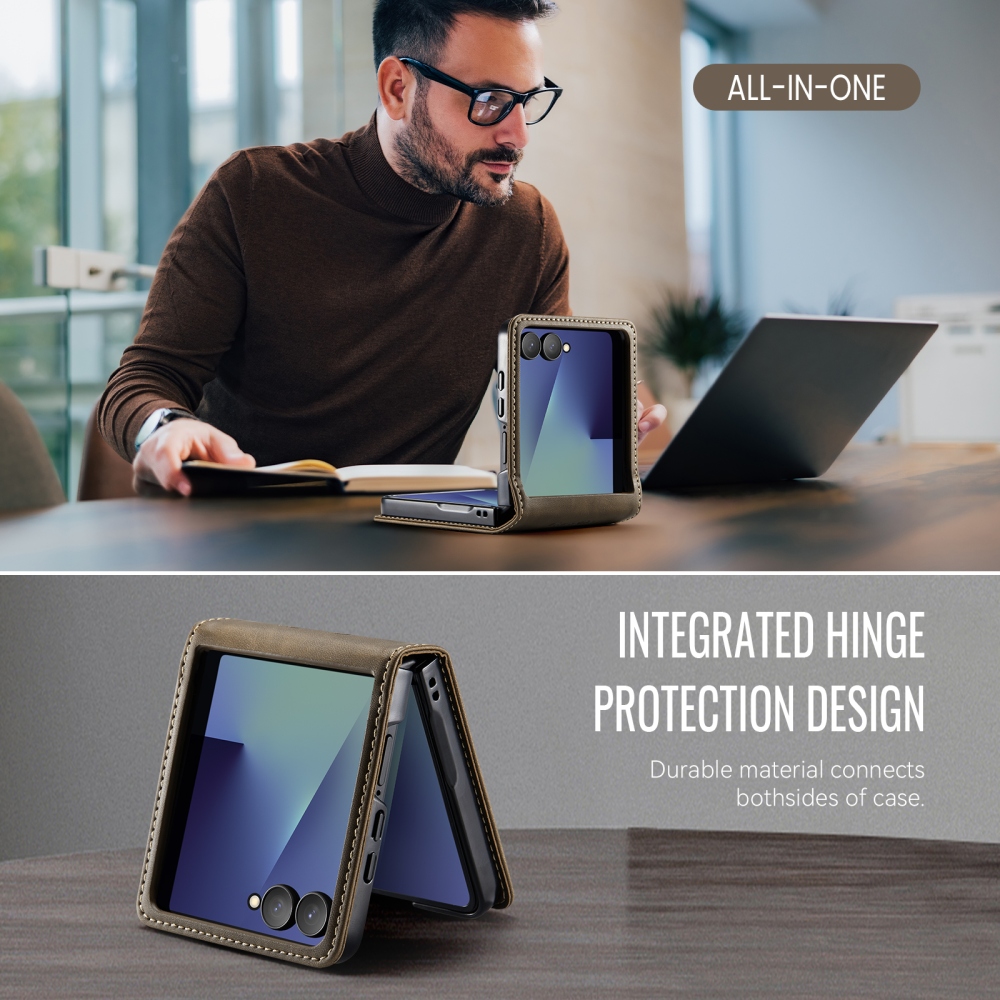CASEME knižkové púzdro na Samsung Galaxy Z Flip8 5G - hnedé