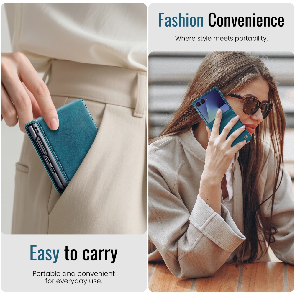 CASEME knižkové puzdro na Samsung Galaxy Z Flip8 5G - modrozelené