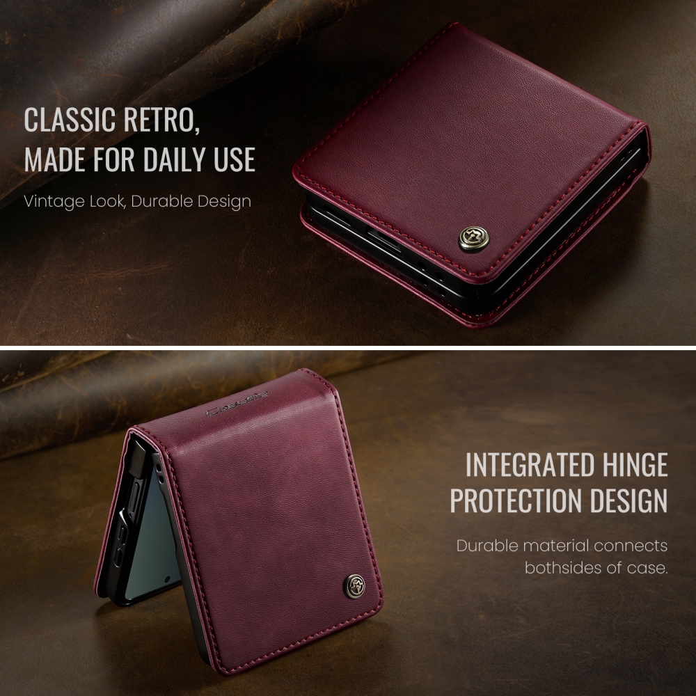 CASEME knižkové púzdro na Samsung Galaxy Z Flip8 5G - vínové