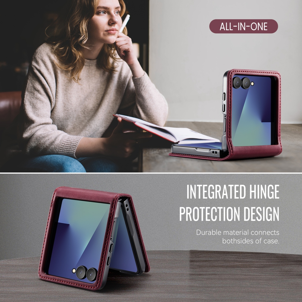 CASEME knižkové púzdro na Samsung Galaxy Z Flip8 5G - vínové