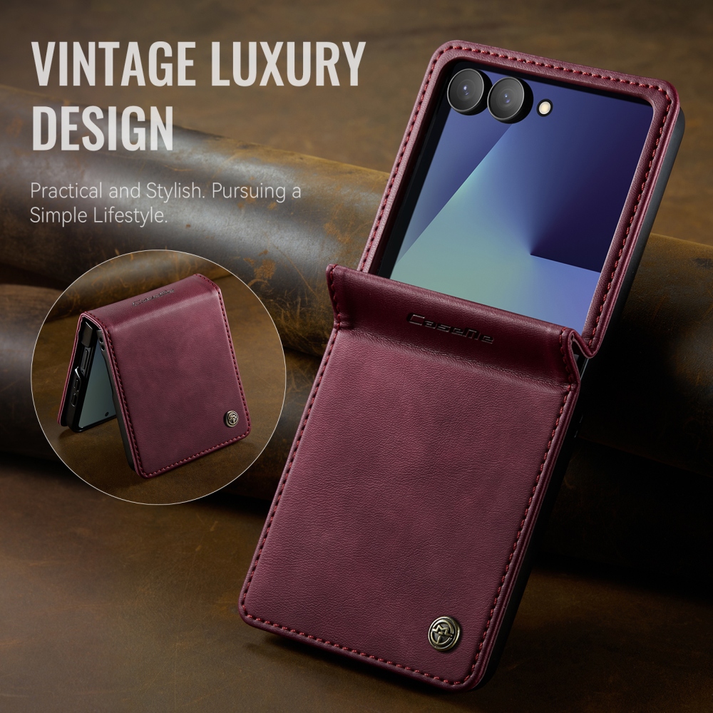 CASEME knižkové púzdro na Samsung Galaxy Z Flip8 5G - vínové