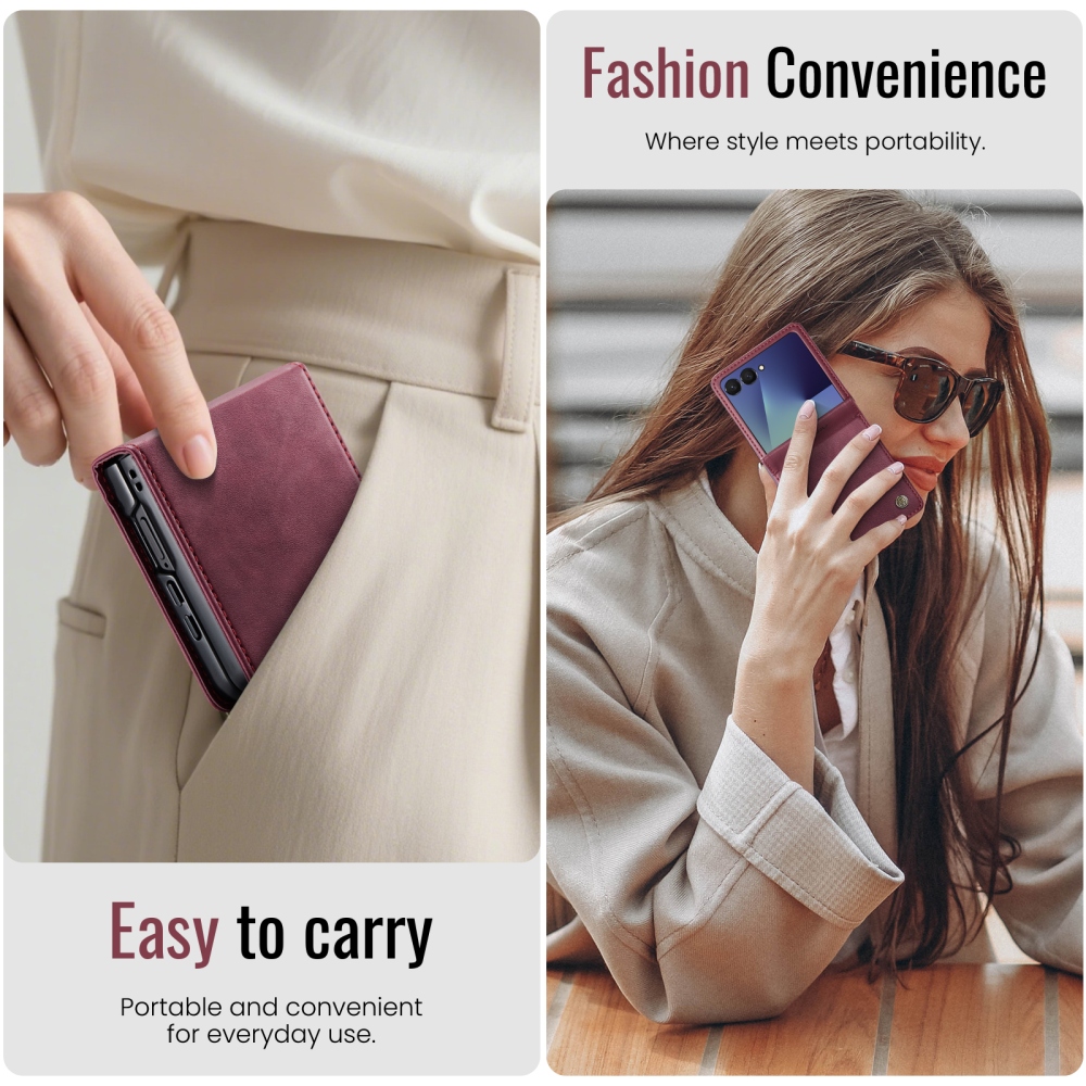 CASEME knižkové púzdro na Samsung Galaxy Z Flip8 5G - vínové