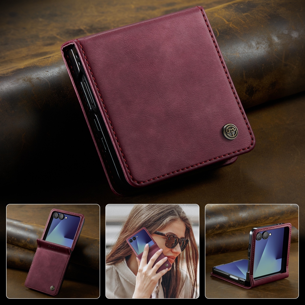 CASEME knižkové púzdro na Samsung Galaxy Z Flip8 5G - vínové