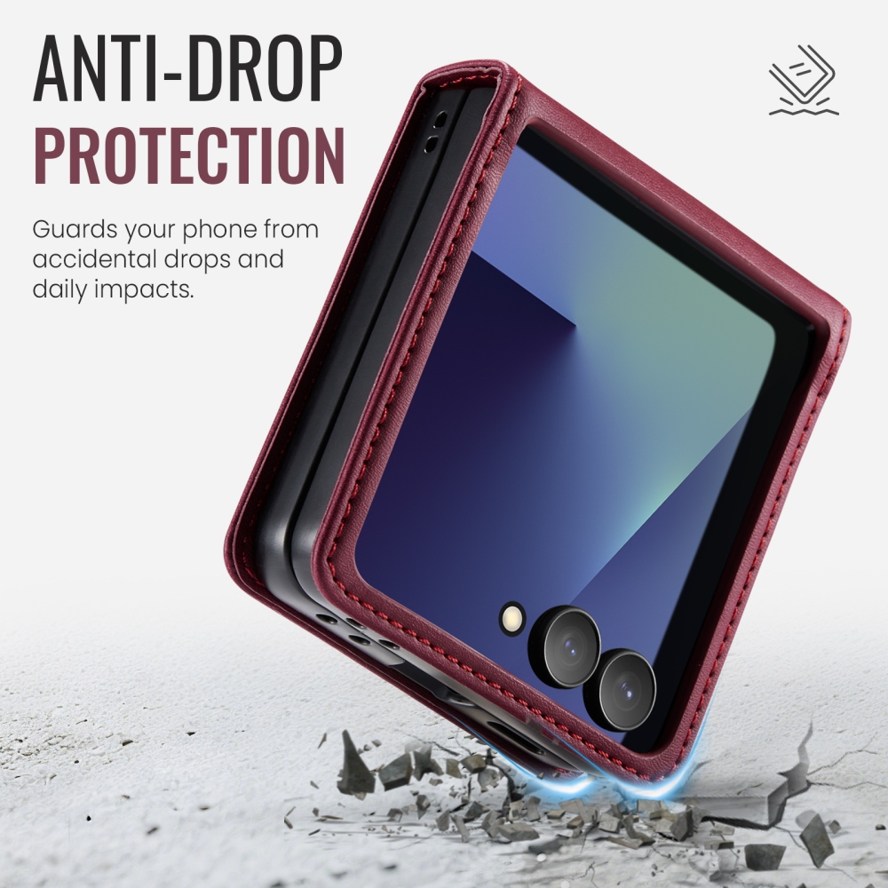 CASEME knižkové púzdro na Samsung Galaxy Z Flip8 5G - vínové