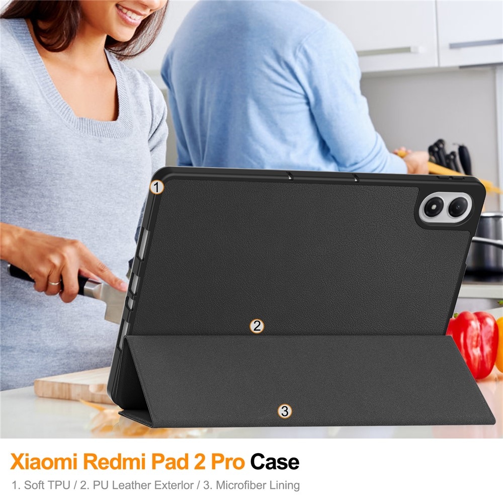 Cases chytré skladacie puzdro na Xiaomi Redmi Pad 2 Pro - čierne
