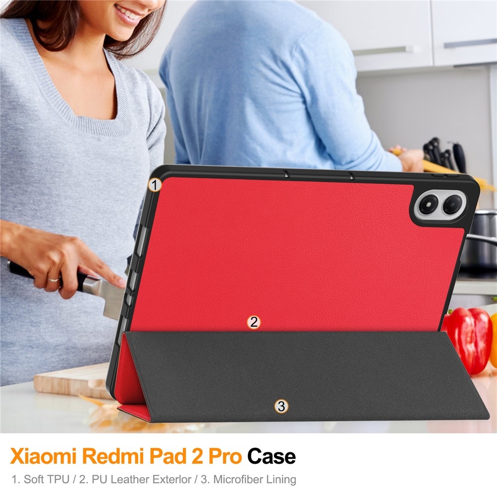 Cases chytré skladacie puzdro na Xiaomi Redmi Pad 2 Pro - červené