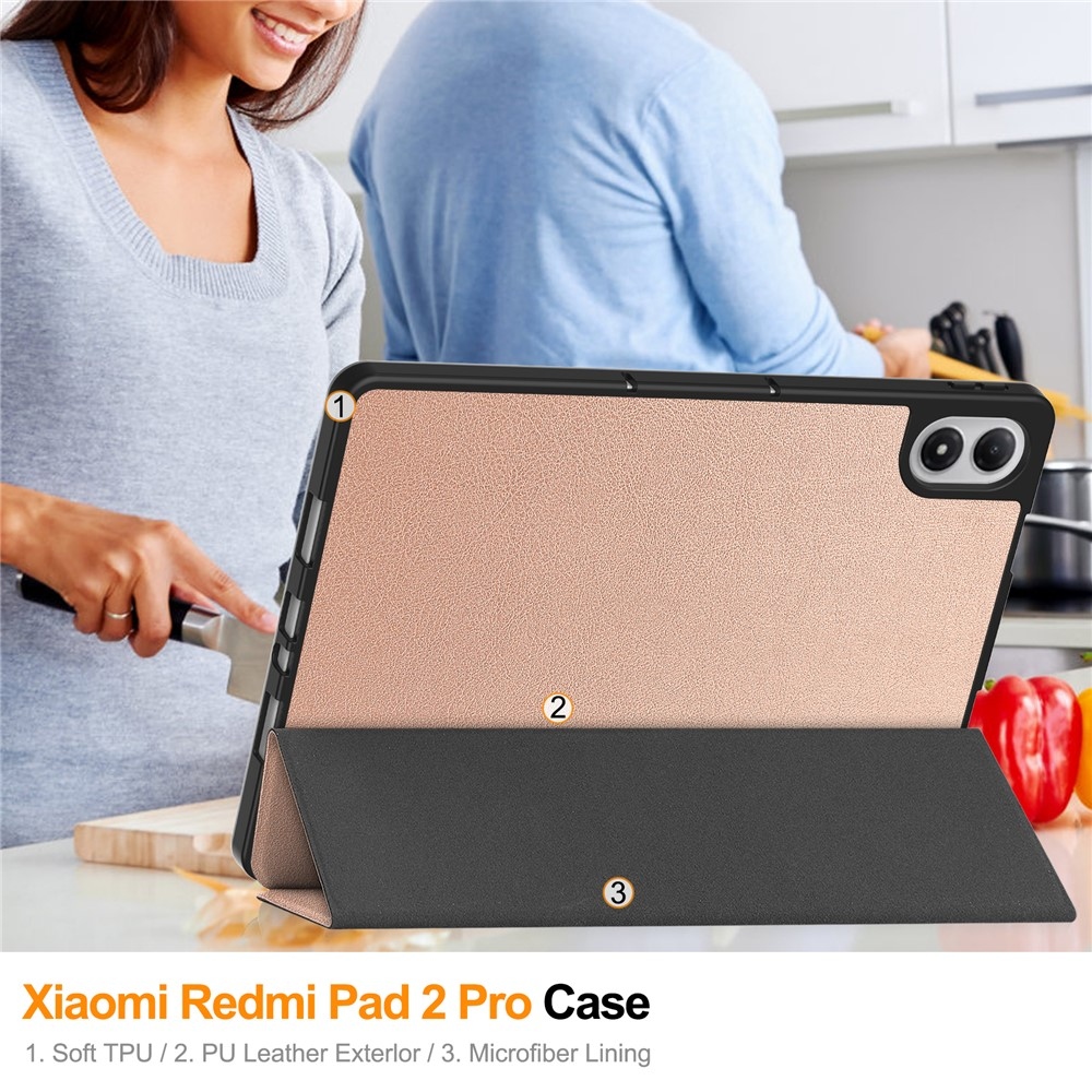 Cases inteligentné skladacie puzdro na Xiaomi Redmi Pad 2 Pro - ružovozlaté