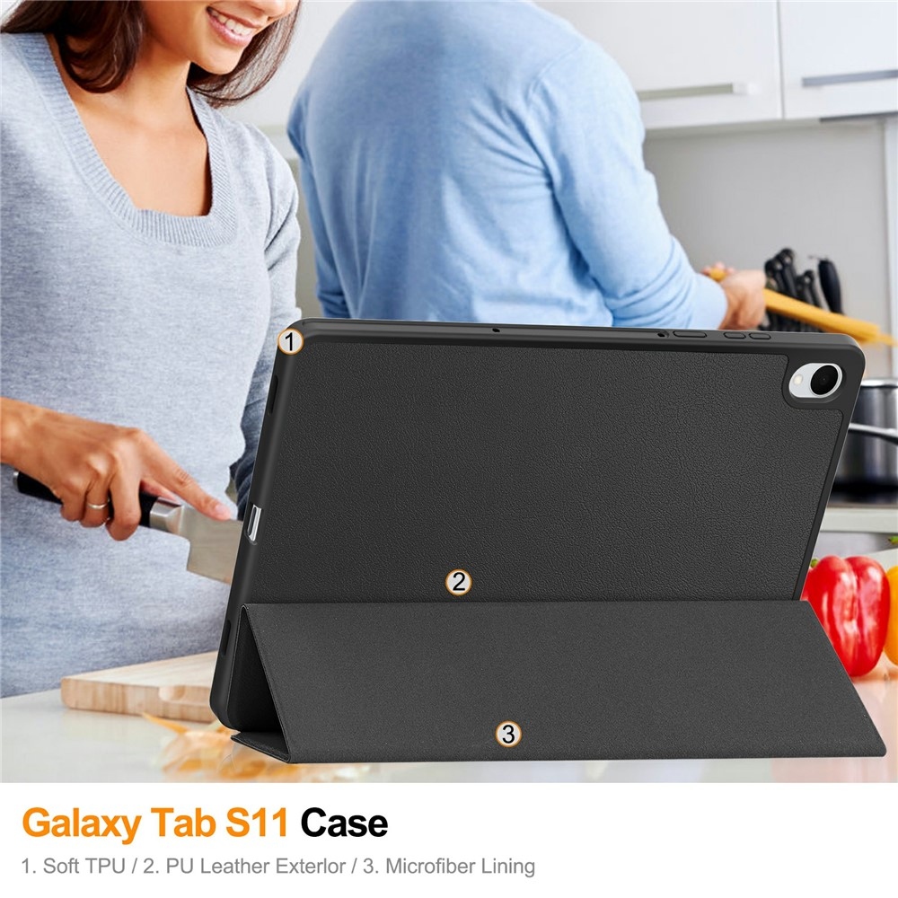 Cases chytré zatváracie púzdro na Samsung Galaxy Tab S11 - čierne