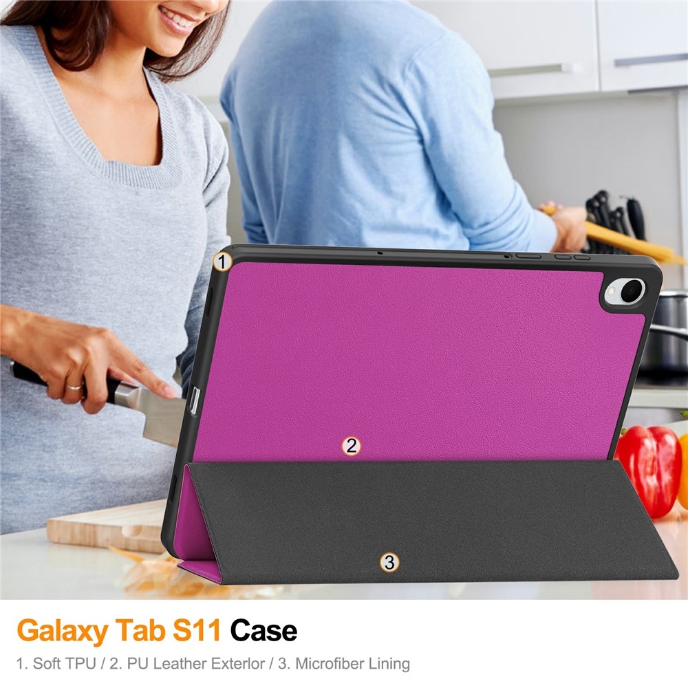 Cases chytré zatváracie púzdro na Samsung Galaxy Tab S11 - fialové