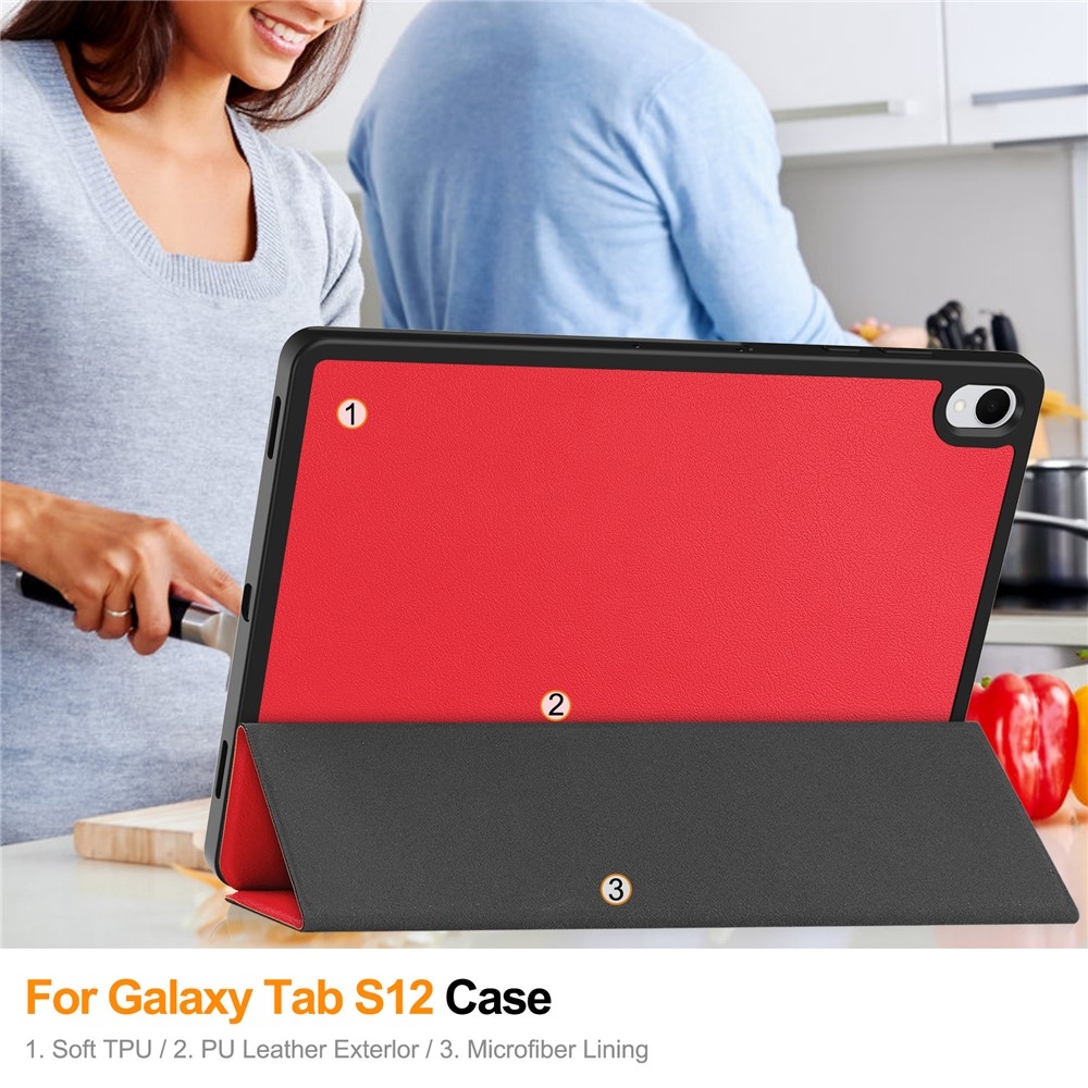 Cases chytré zatváracie púzdro na Samsung Galaxy Tab S12+ - červené