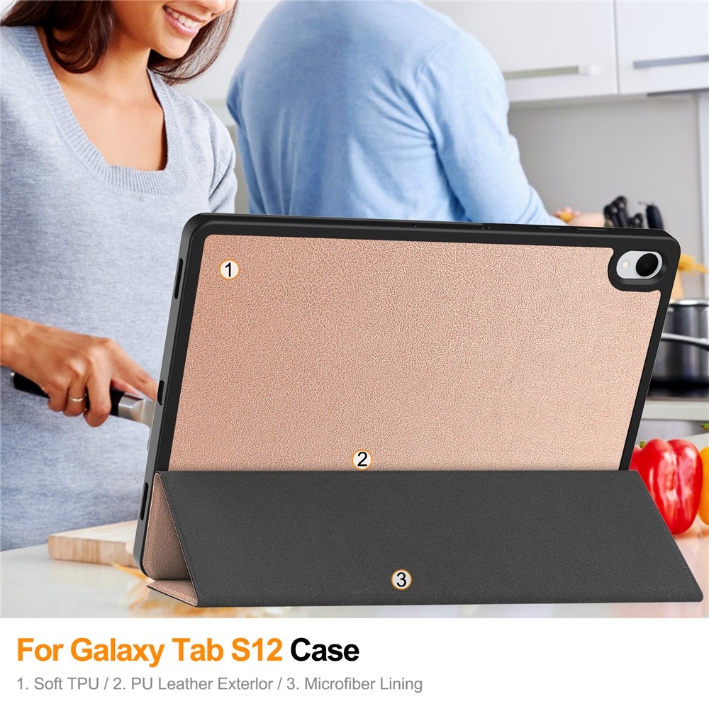 Cases chytré zatváracie púzdro na Samsung Galaxy Tab S12+ - ružovozlaté