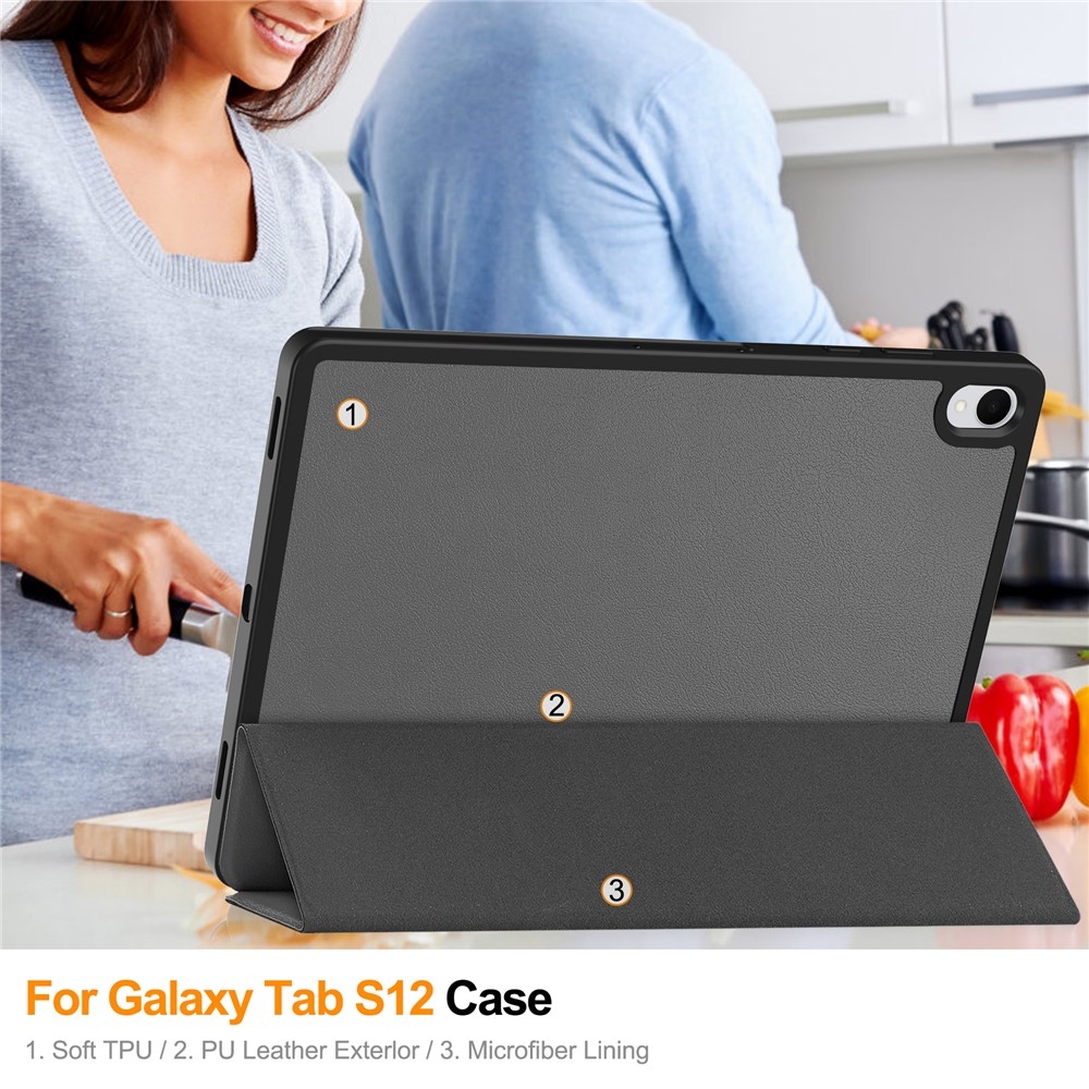 Cases chytré zatváracie púzdro na Samsung Galaxy Tab S12+ - šedé