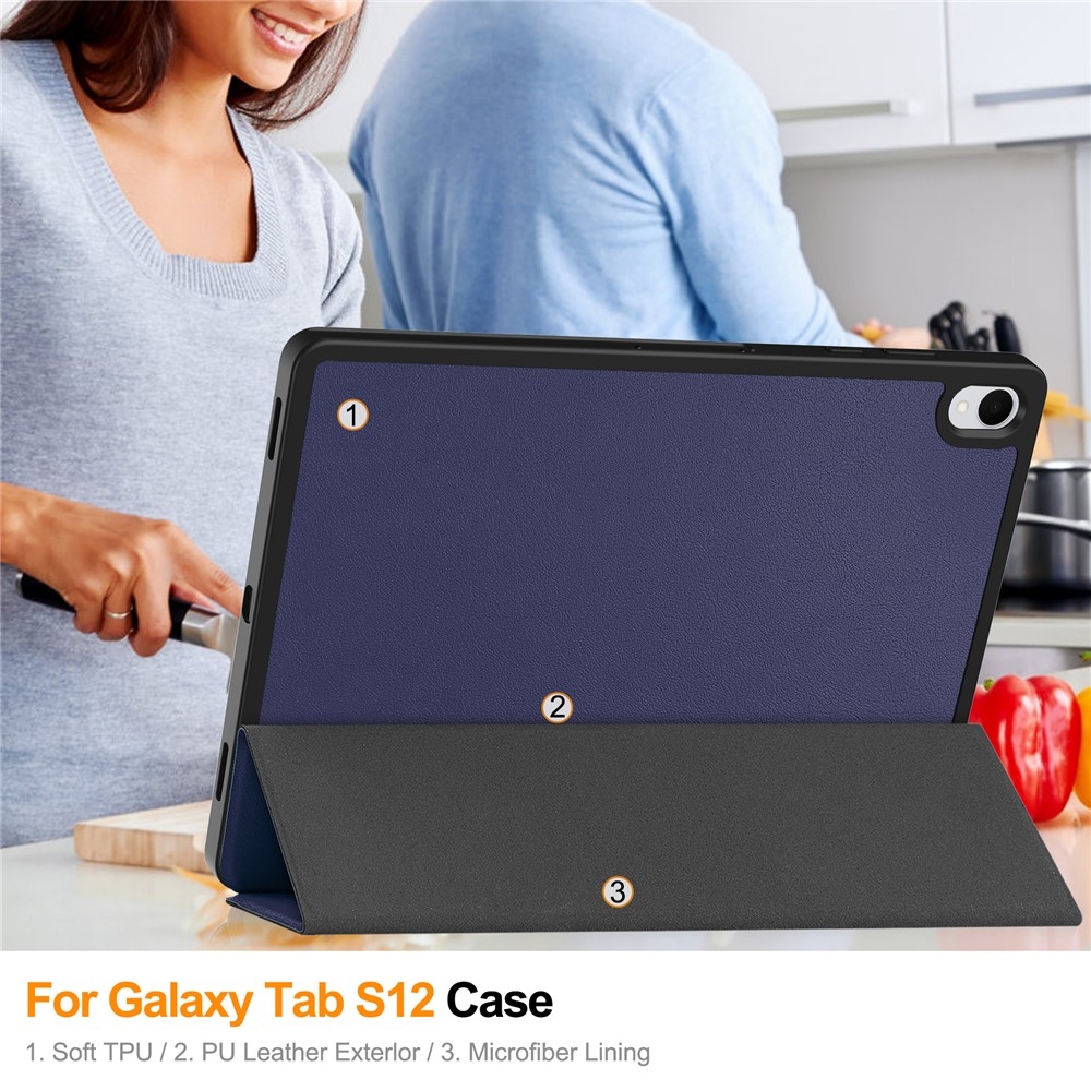 Cases chytré zatváracie púzdro na Samsung Galaxy Tab S12+ - tmavomodré