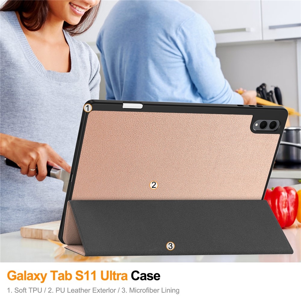 Cases chytré zatváracie púzdro na Samsung Galaxy Tab S12 Ultra - ružovozlaté