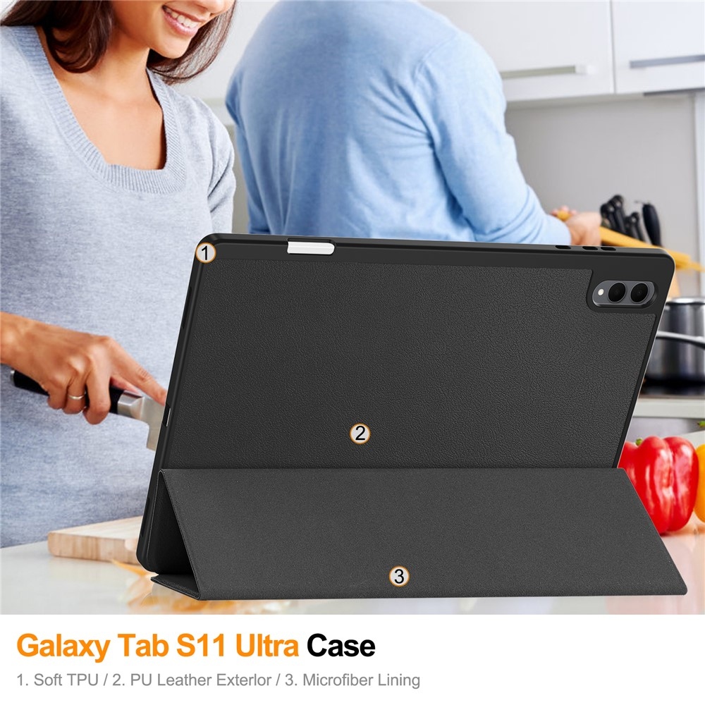 Cases chytré zatváracie púzdro na Samsung Galaxy Tab S12 Ultra - černé