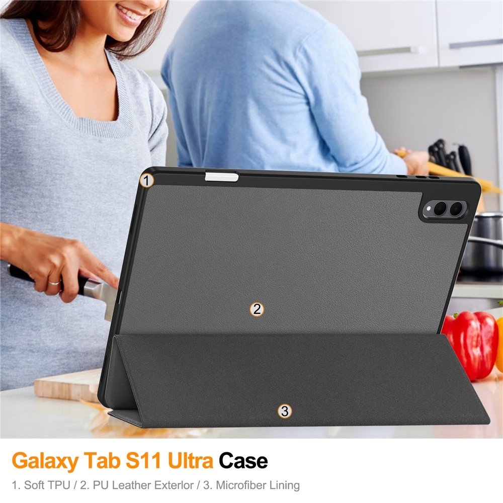 Cases chytré zatváracie púzdro na Samsung Galaxy Tab S12 Ultra - šedé