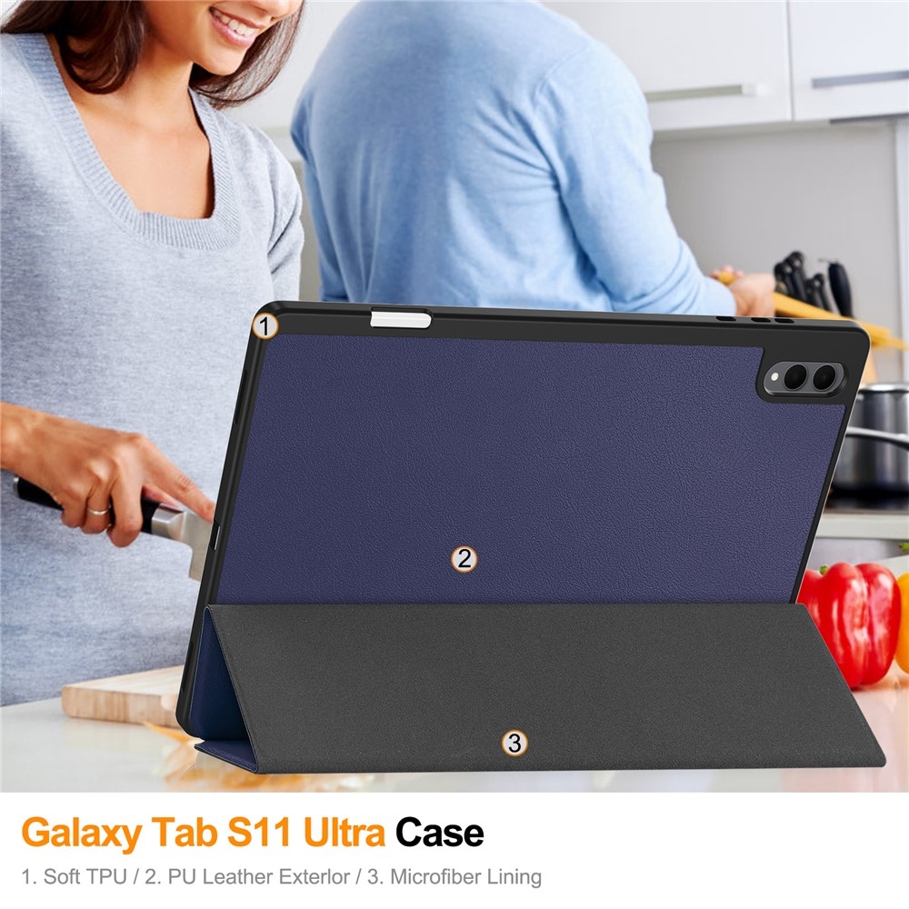 Cases chytré zatváracie púzdro na Samsung Galaxy Tab S12 Ultra - tmavomodré