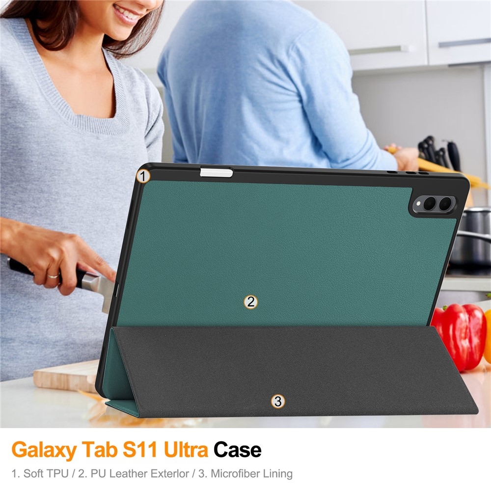Cases chytré zatváracie púzdro na Samsung Galaxy Tab S12 Ultra - zelené