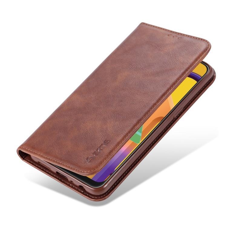 Cases PU kožené peněženkové puzdro na mobil Samsung Galaxy A20s - kávové