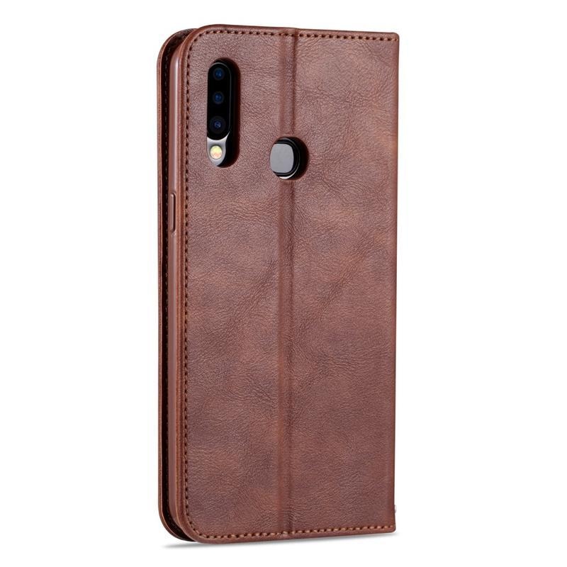 Cases PU kožené peněženkové puzdro na mobil Samsung Galaxy A20s - kávové