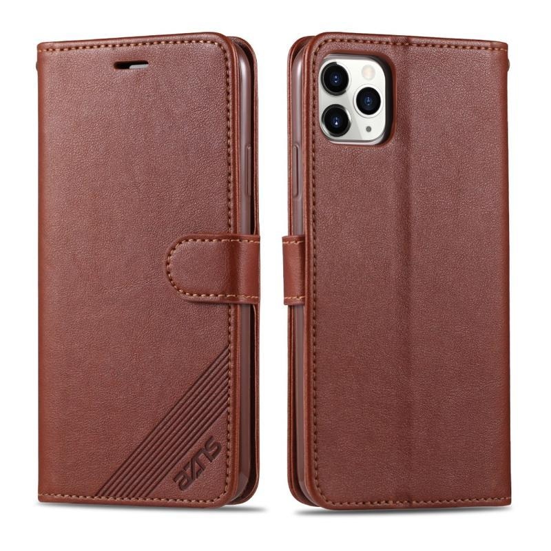 Cases PU kožené peněženkové puzdro pre mobilný telefón iPhone 12 Pro / 12 - kávové