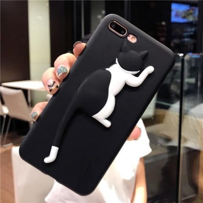 Cat silikónový 3D obal na iPhone 6 Plus a iPhone 6s Plus - čiernobiely