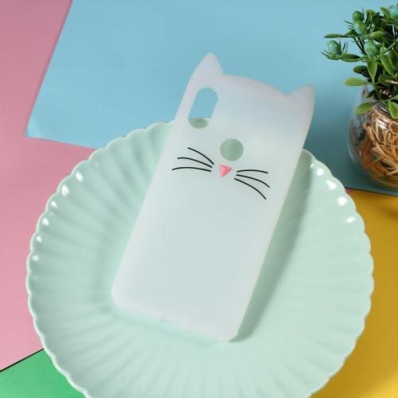 Cat silikónový obal na mobil Xiaomi Redmi Note 6 Pro - biely