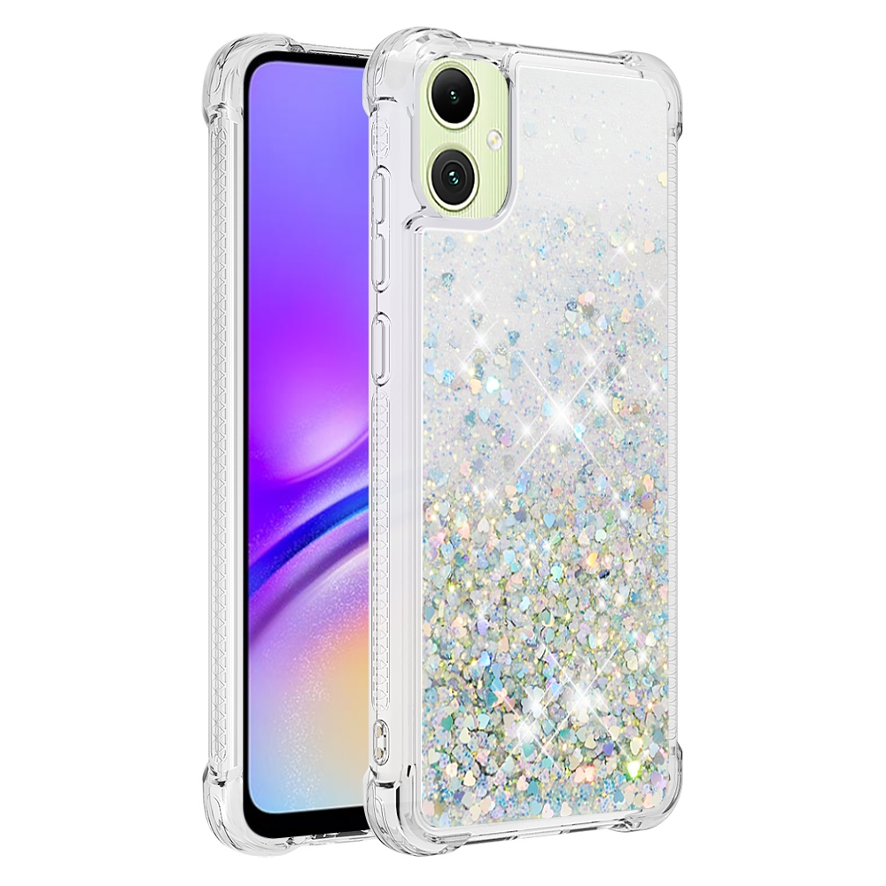 Glitter presýpacie gélový obal na Samsung Galaxy A07 4G - strieborný/srdiečka