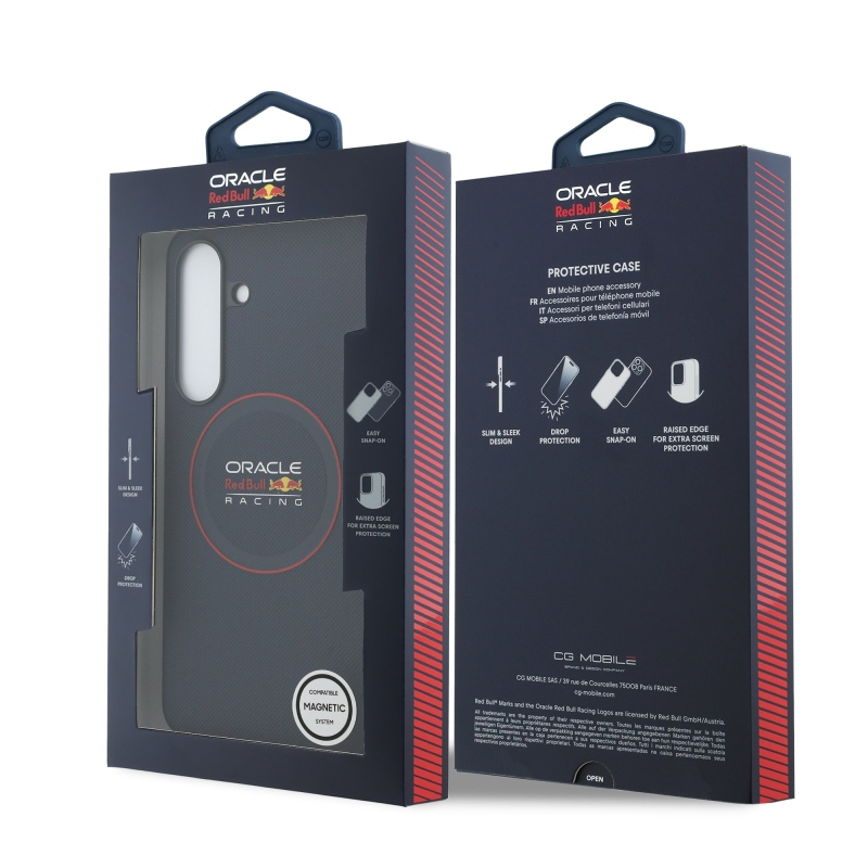 Zadný kryt Red Bull PU Leather Red Ring MagSafe pre Samsung Galaxy S25 FE Navy