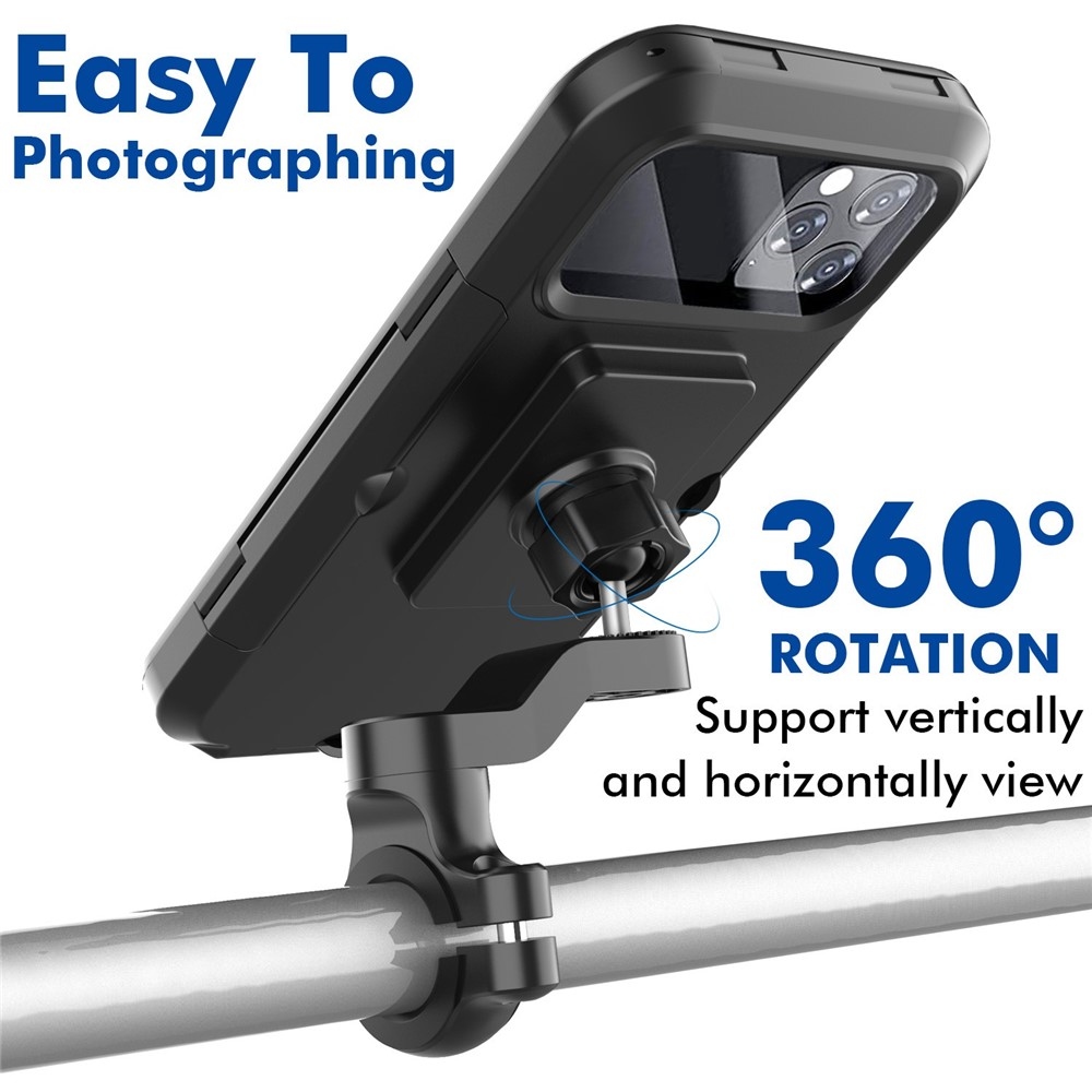 Vodeodolný držiak na telefón na riadidlá s dotykovým puzdrom - čierny