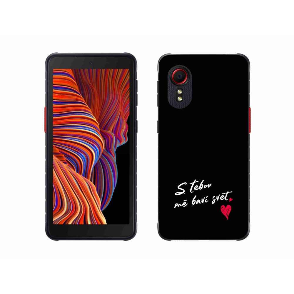Gélový kryt mmCase na Samsung Galaxy Xcover 5 - zamilovaný text 1 čierne pozadie