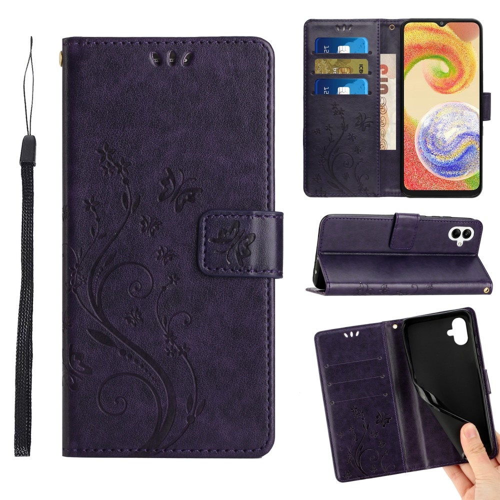 Flowers knižkové púzdro na Samsung Galaxy A06 4G - tmavofialové