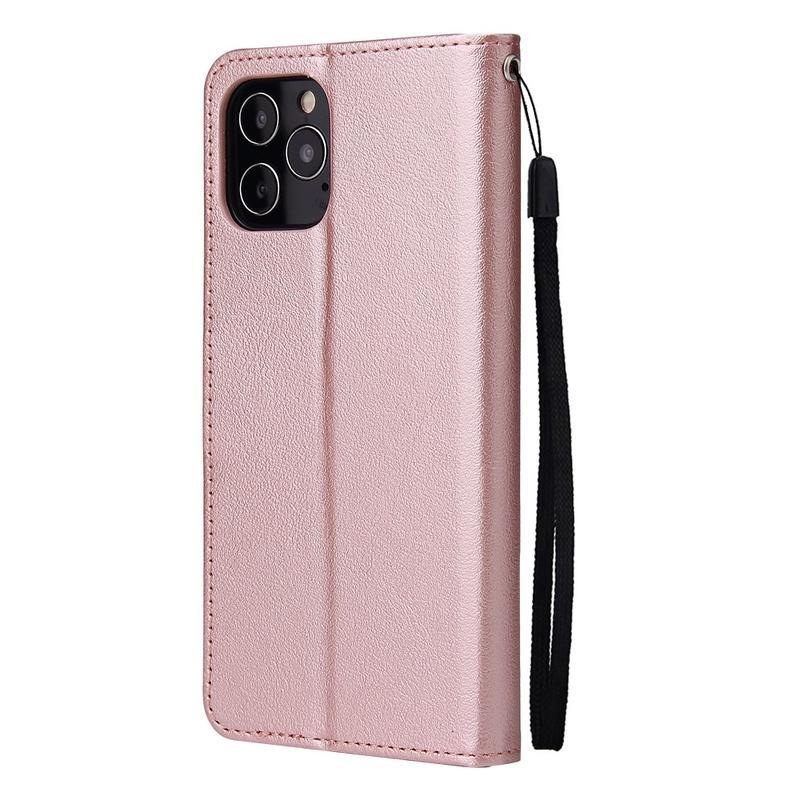Cell PU kožené peněženkové puzdro na mobil iPhone 12 mini - růžovozlaté