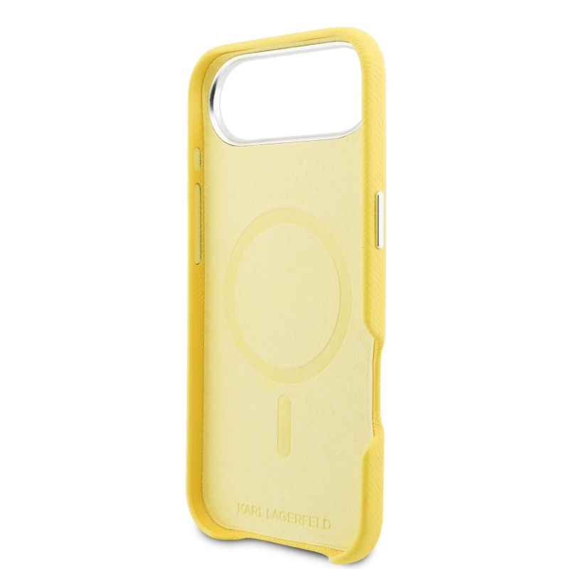 Karl Lagerfeld PU Karl and Choupette Heads Pins MagSafe zadný kryt pre iPhone Air Yellow