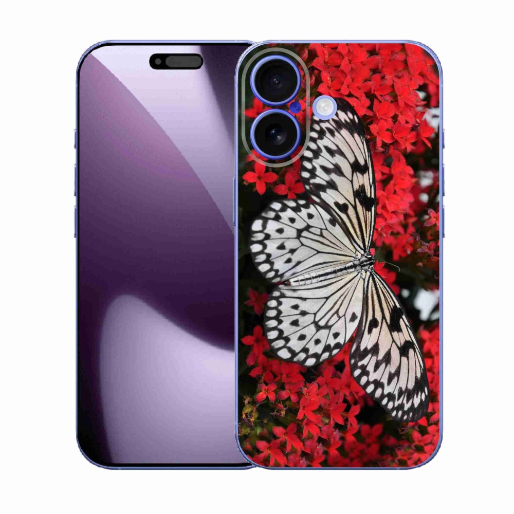 Gélový kryt mmCase na iPhone 17 - čiernobiely motýľ 1