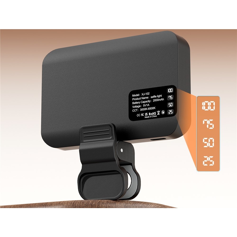 D prisvetľovacie svetlo na mobil s klipom - biele