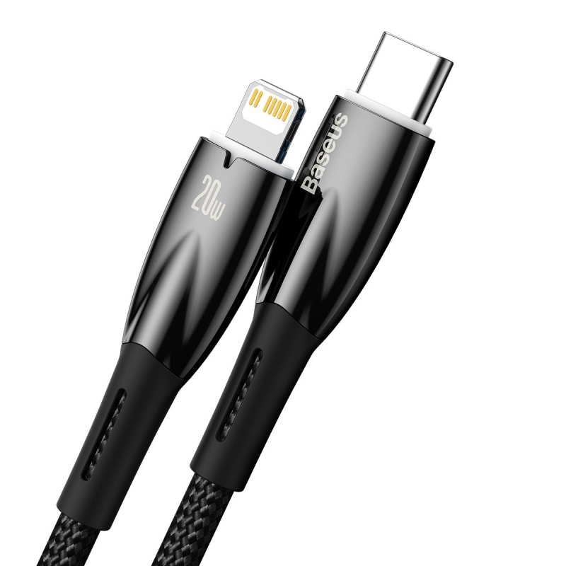 Baseus Glimmer Series Fast Charging Dátový Kábel USB-C - Lightning 20W 1m Black
