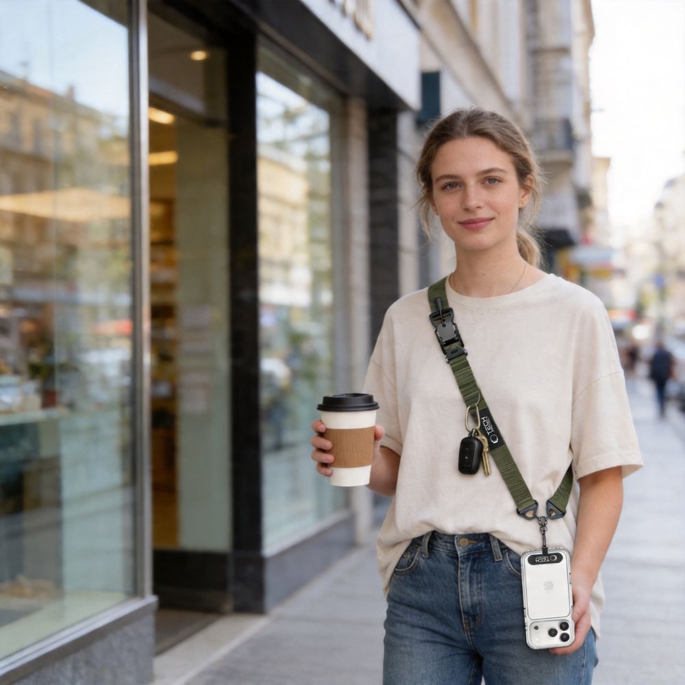 Tech-Protect C9S Rope Crossbody popruh na telefón - zelený