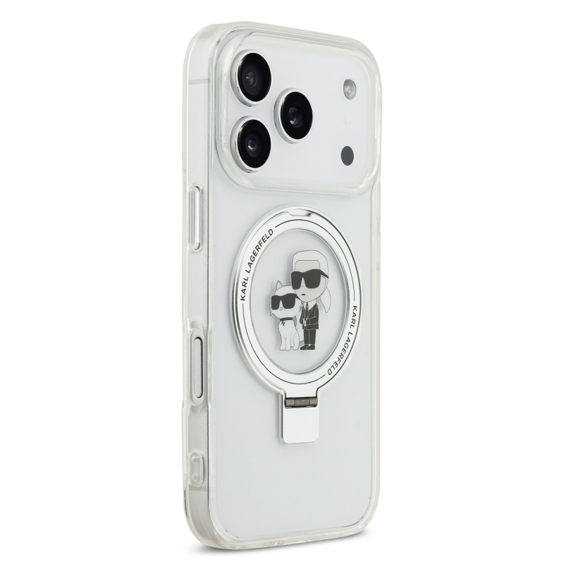 Karl Lagerfeld Ringstand Karl and Choupette MagSafe zadný kryt pre iPhone 17 Pro White