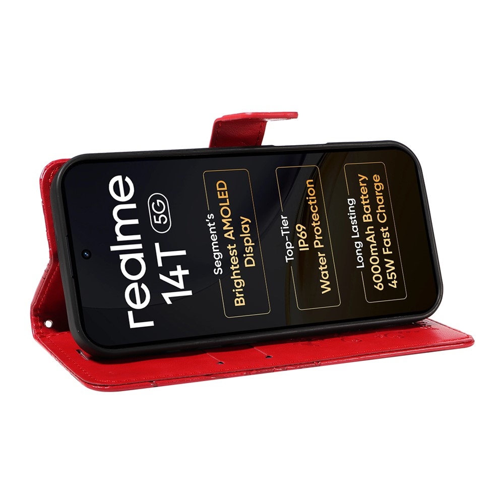 Big Butterfly knižkové puzdro na Realme 14 5G/14T 5G - červené