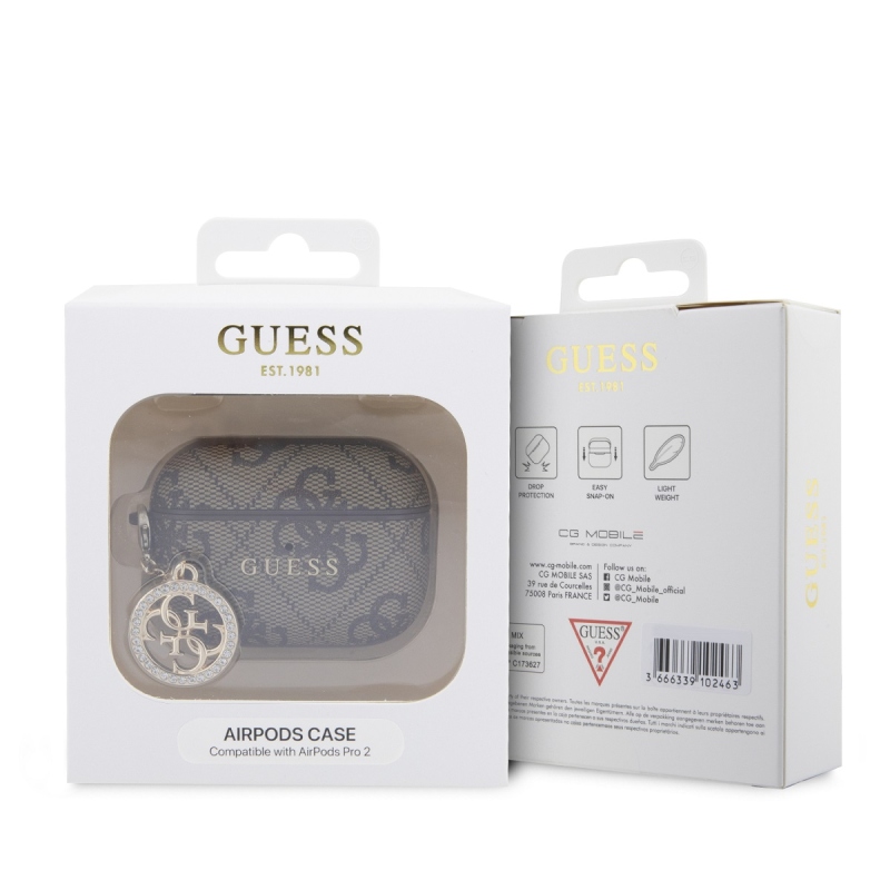 Guess 4G Script PC/PU Charm Puzdro pre AirPods Pro 2 Brown