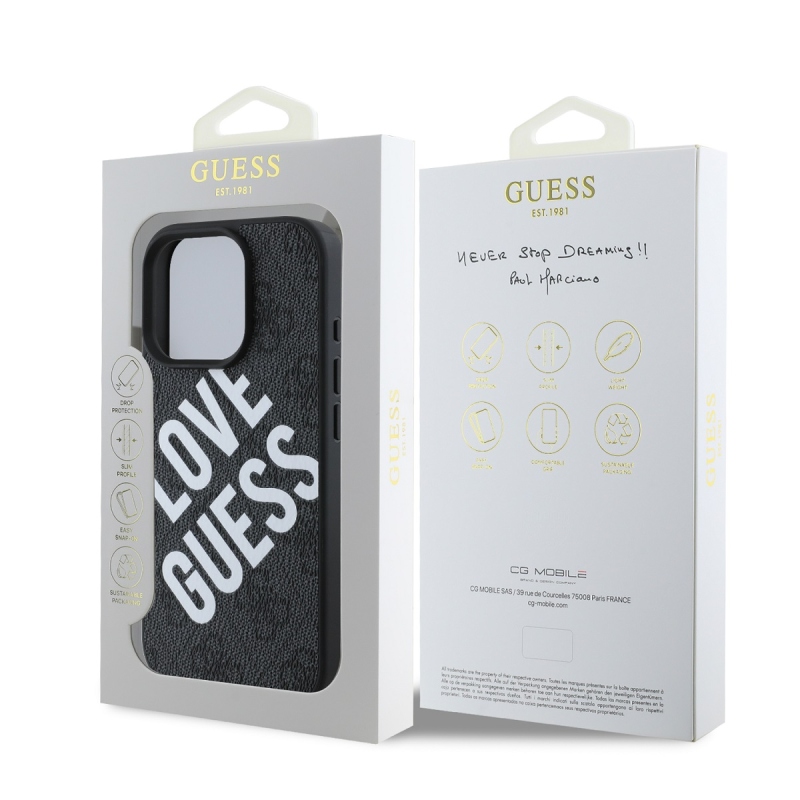 Guess PU Leather 4G Big Love Logo MagSafe Zadný Kryt pre iPhone 16 Pro Max Black