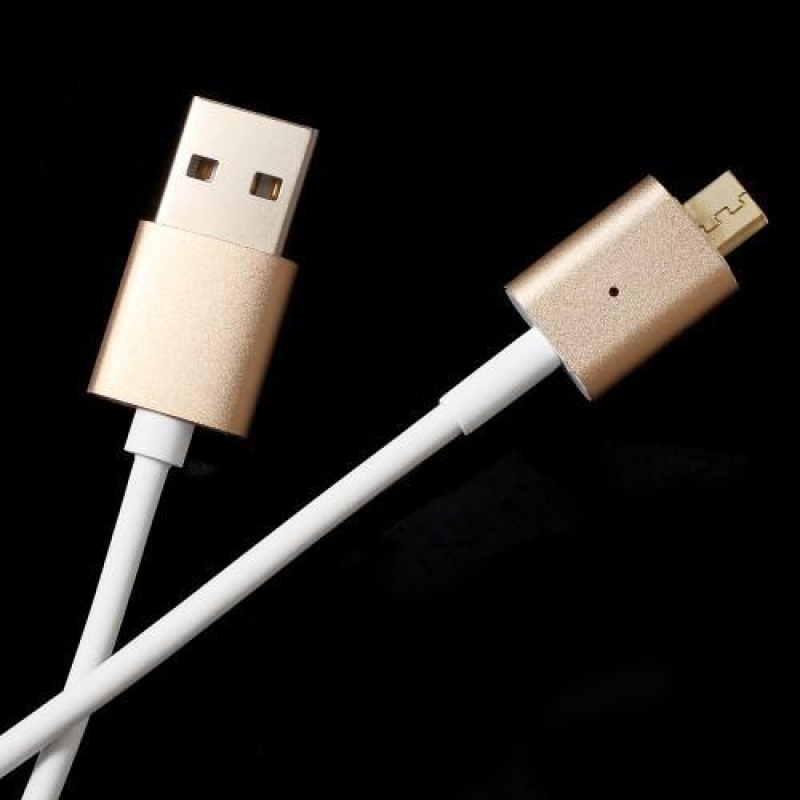 Charger micro USB kabel s magnetickým uchytením - 1m - zlatý