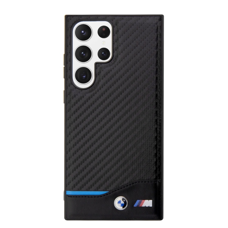 BMW M PU Carbon Blue Line Zadný Kryt pre Samsung Galaxy S23 Ultra Black