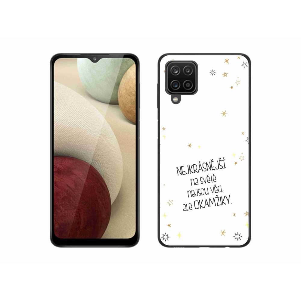 Gélový kryt mmCase na Samsung Galaxy A12 - citát 4 biele pozadie