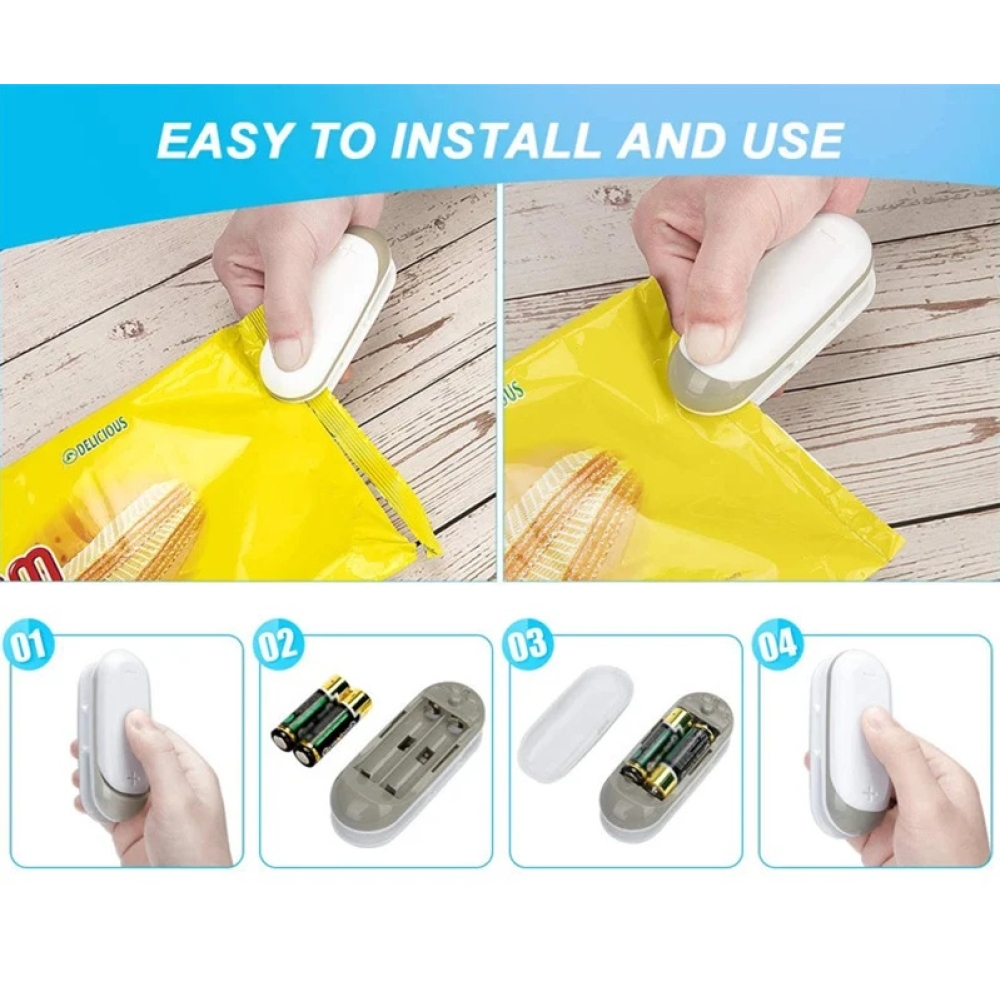 Kompaktná zváračka potravinových vreciek na batérie – biela